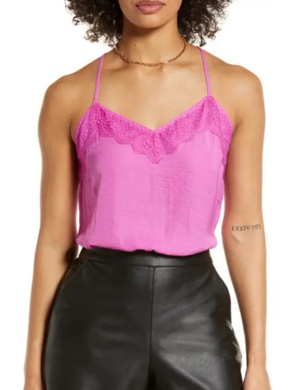 Halogen Hot Pink Lace-Trim Camisole